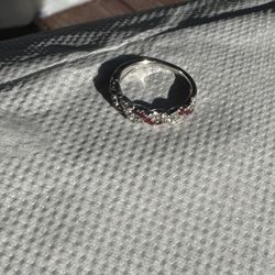 14k White Gold With 15 Round Diamonds At .26 Ct And 15 Round Rubies At .34 Ct