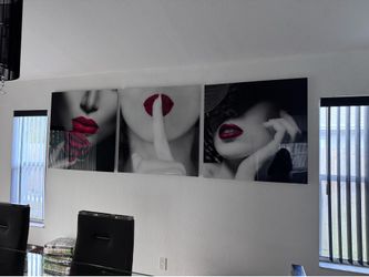 Modern 3-Piece Canvas Wall Art Set – Black, White & Red