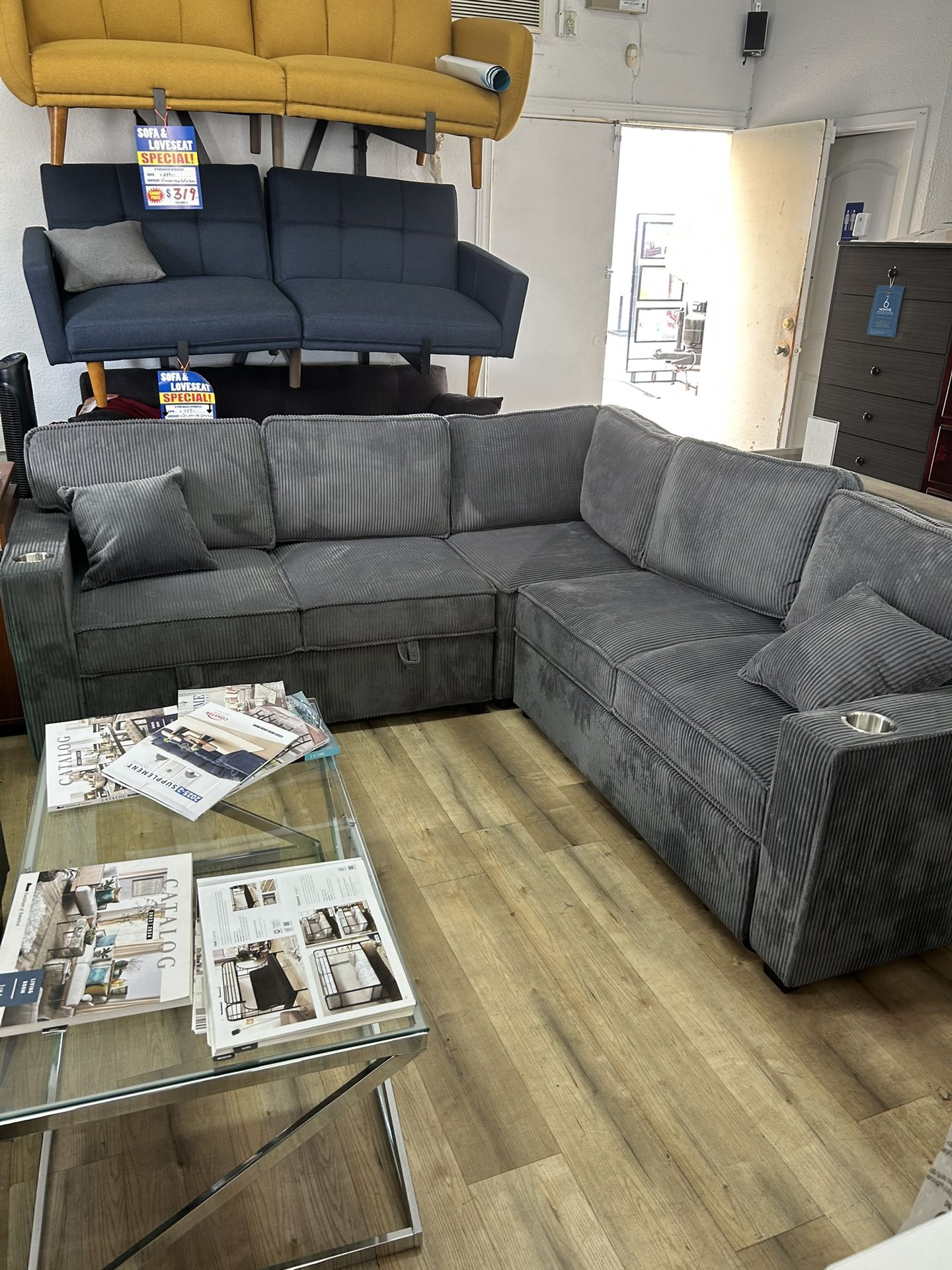 3 Piece Convertible Sectional With Storage 