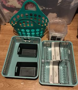 All for $10 basket, container and organizers, hanging shelf 