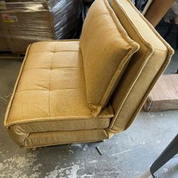 Cozy 1 Piece Yellow Fabric Futon Chair With Wooden Legs 