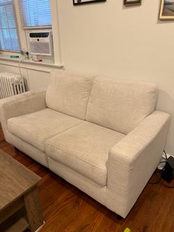 Beige linen loveseat / couch
