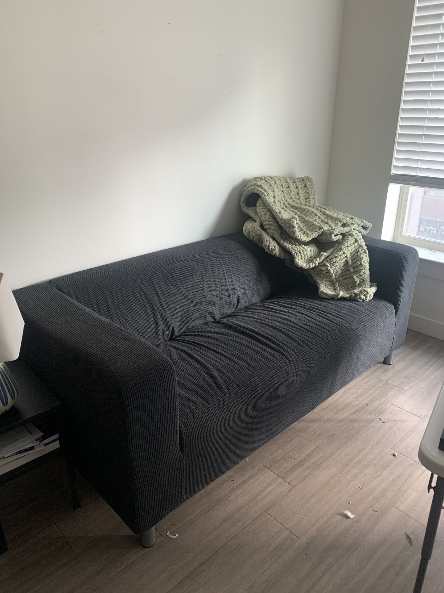 Gently Used Small IKEA Love Seat With Black Cover