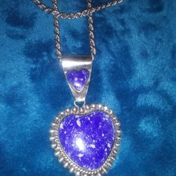 925 Heart Stone.necklace .23 In Chain.sterling Silver. Big Set.