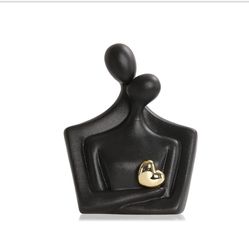(101010-65) LCCCK Porcelain Romantic Couple Figurines Statue Black Aesthetic Decorations Hugging Couple Sculptures - Modern Ceramic Sculpture Home Acc