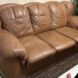 Set of Genuine brown Leather Sofas 