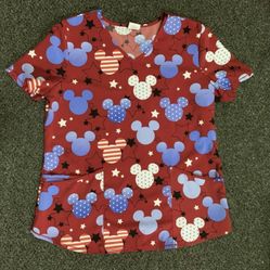 Disney Mickey Mouse womens size medium Fourth 4th of July patriotic scrub top - new never worn