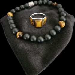 Tigers Eye Men's Silver Set