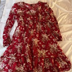 Flowery Red Dress