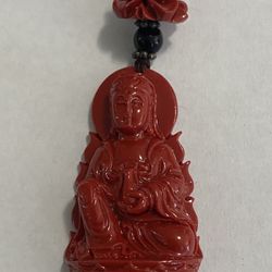 Chinese Red Buddha Pendant 