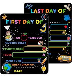 First Day of Kindergarten, First Day School Sign Board, 14x11 in Back to School Chalkboard Sign, Dou