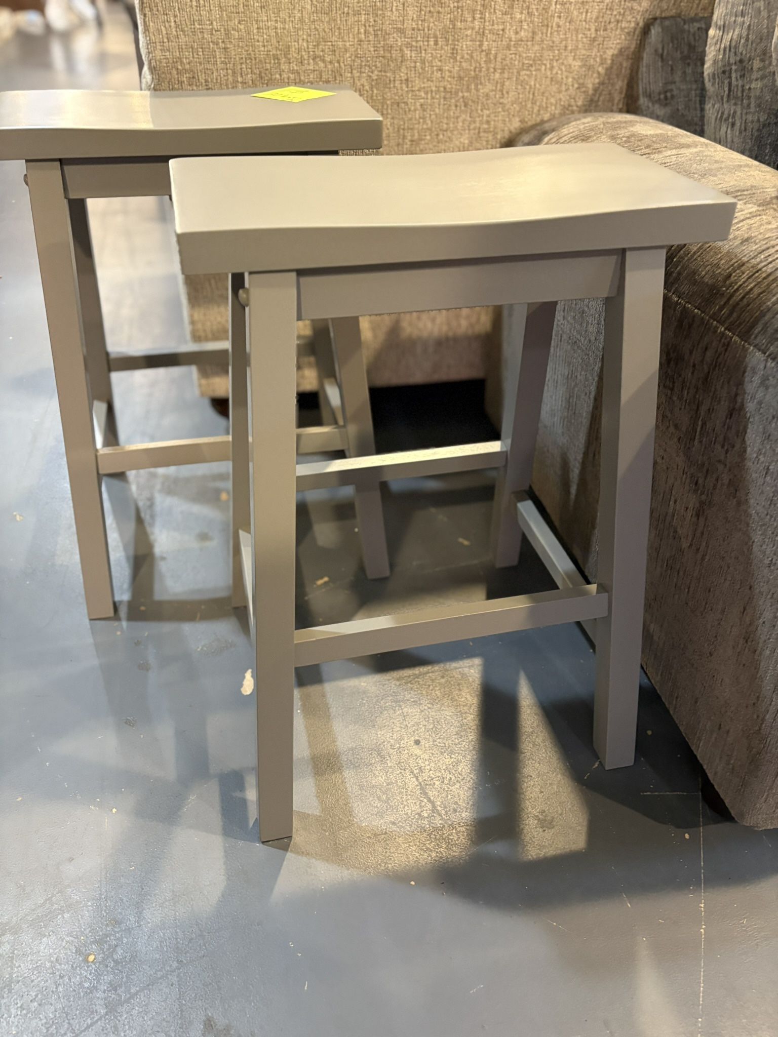 New Gray Saddle Stool Set (2)