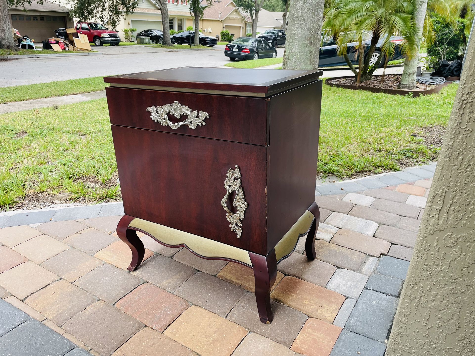 Solid Mahogany Storage Cabinet w/ Drawer and Door