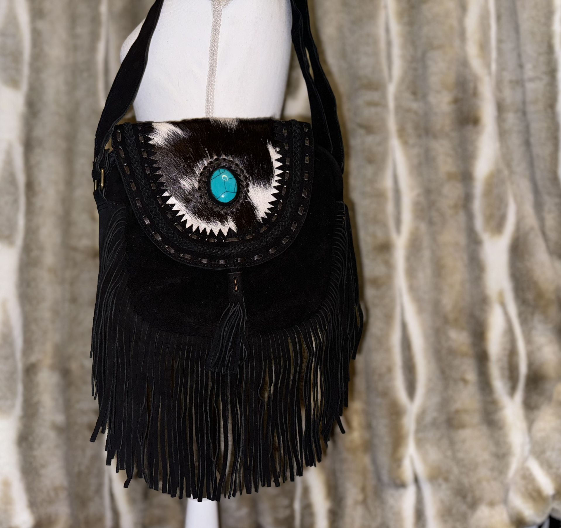 Western crossbody bag, turquoise stone