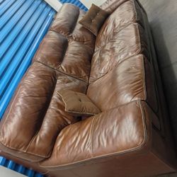 Comfy Real Leather Couch (free delivery)