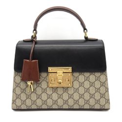 Gucci Padlock GG Supreme Top Handle Bag Monogram Canvas Black Leather 453188