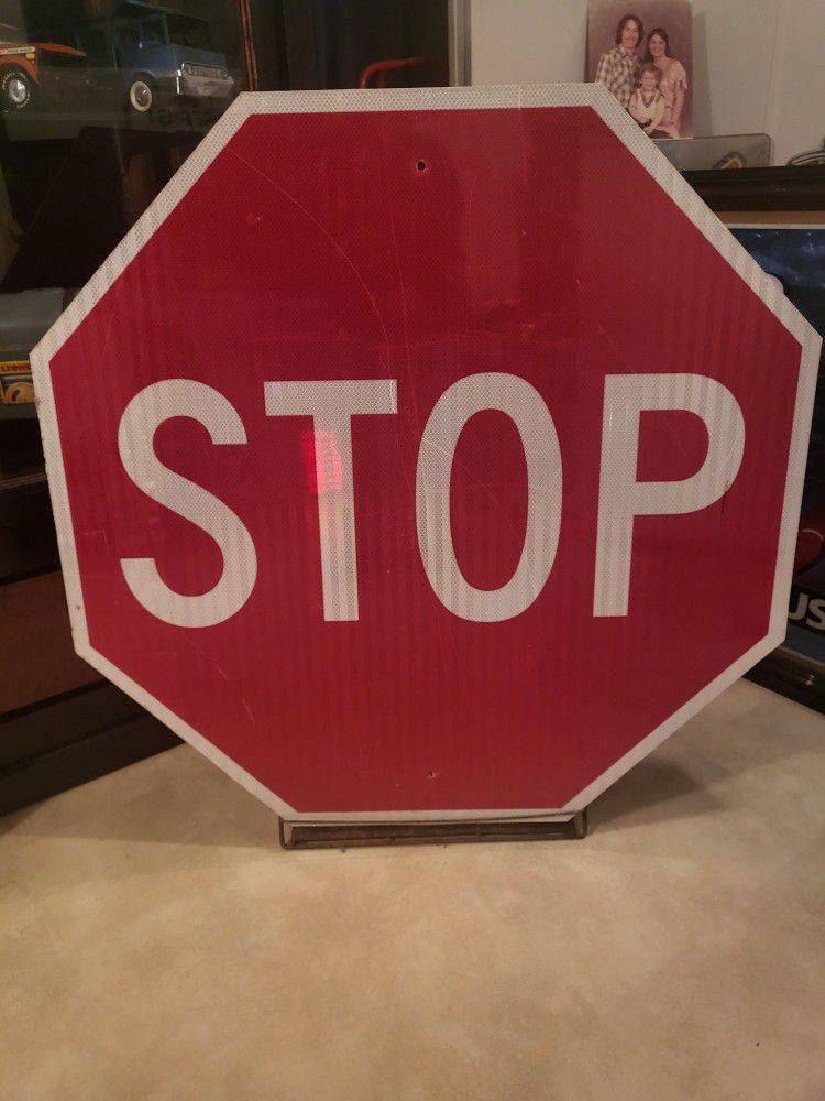 Large Metal Stop Sign