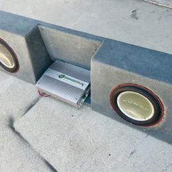 ($170 Firm) Single Cab  Sub Box / 2 Fosgate  P2 10s : 1000 Watt Monoblock Amp