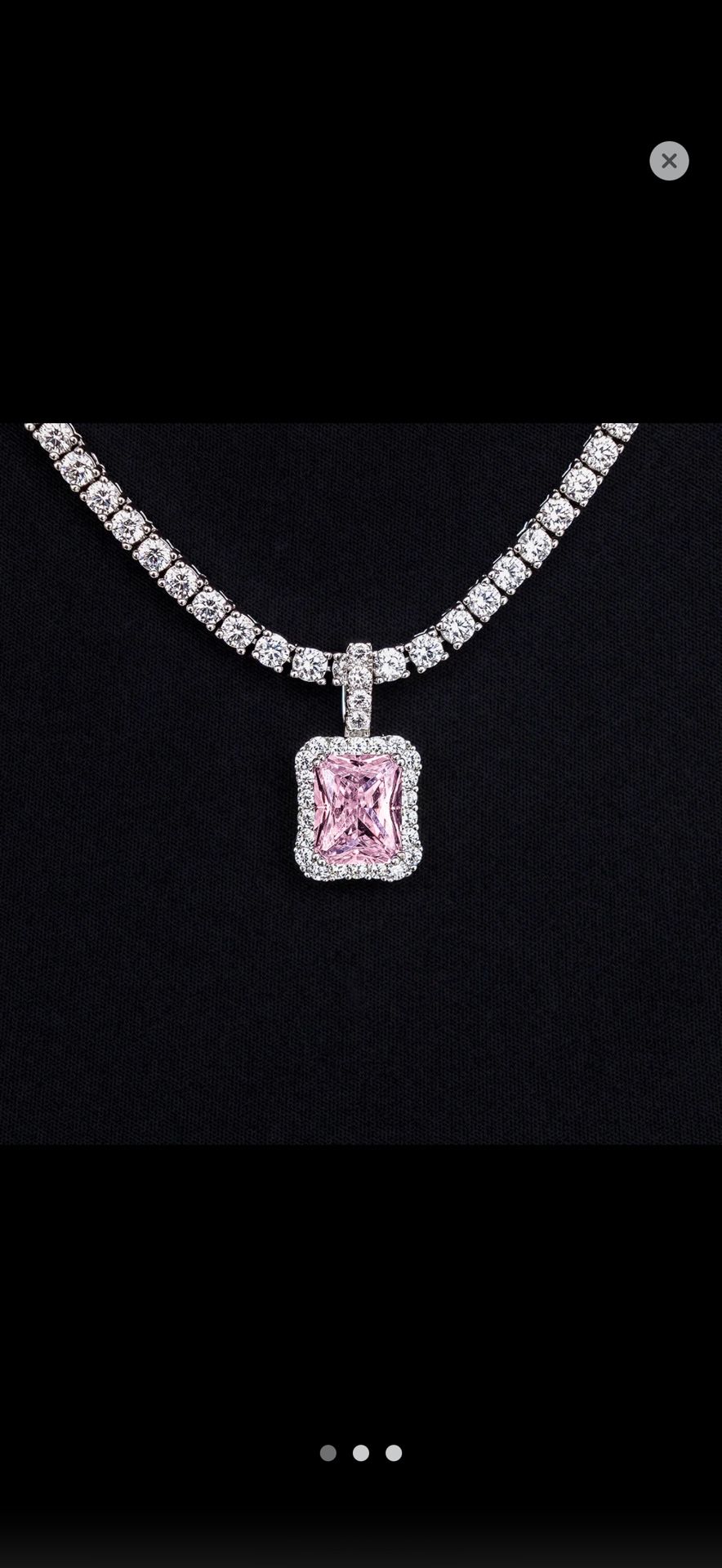 Micro Diamond Stone Pendant in White Gold