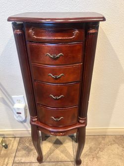Cherry Wood Standing Jewelry Armoire