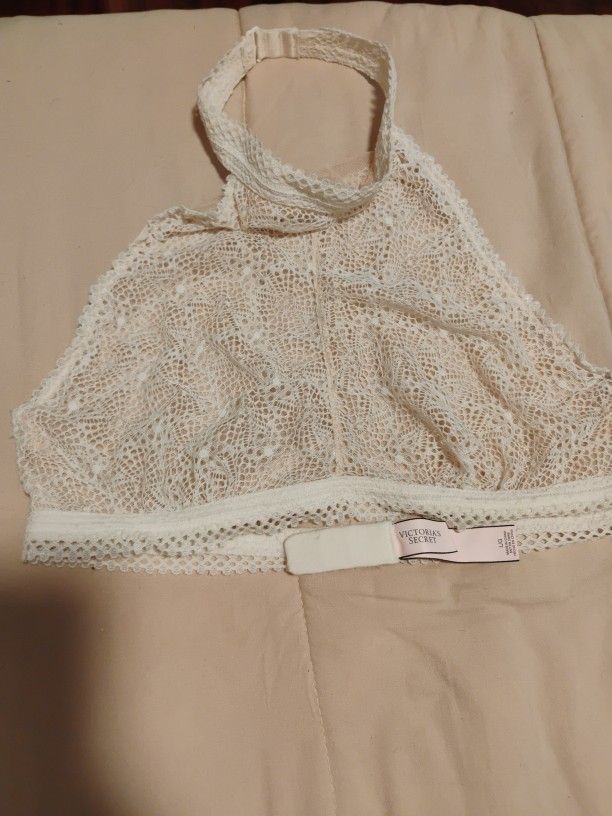 Victoria Secret Lace White Halter top Bra.