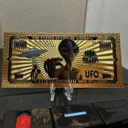 24k Gold Foil Plated UFO Alien Banknote