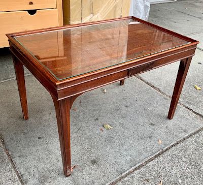 #108986 Mahogany End Table with Glass Protective Top 28” L x 18” D x 18” H