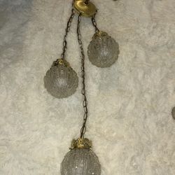 Vintage 3 Globe Hanging Swag Lamp – Glass & Brass Mid Century Style 