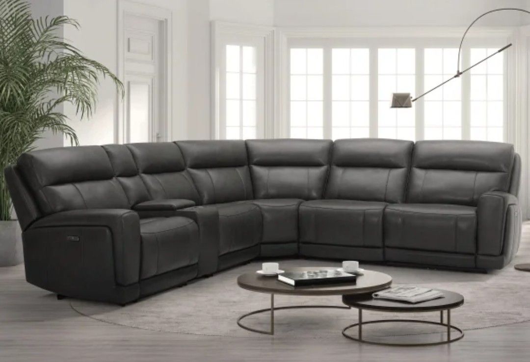 Lauretta 6-piece Leather Power Reclining Sectional 