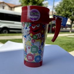 New M&M's Characters Red Plastic Travel Mug - Factory Sealed with Tags