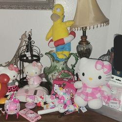 Easter Ceramic Decor (SOLD) Build  Bear Bunny, M&M Bear & 
Vintage Tea Canister $12 Ea, 
Hello Kitty pink bow $