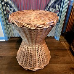 Mid Century Rattan Hour-Glass Shape Side Table 16.5"×22"Bohemian Decor . Chair Sold Separately $475