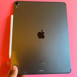 Apple IPad Pro 12.9” 3rd Generation (Face ID/Liquid Retina Display) 256GB WiFi + cellular (Unlocked) with keyboard, Pen & Accessories