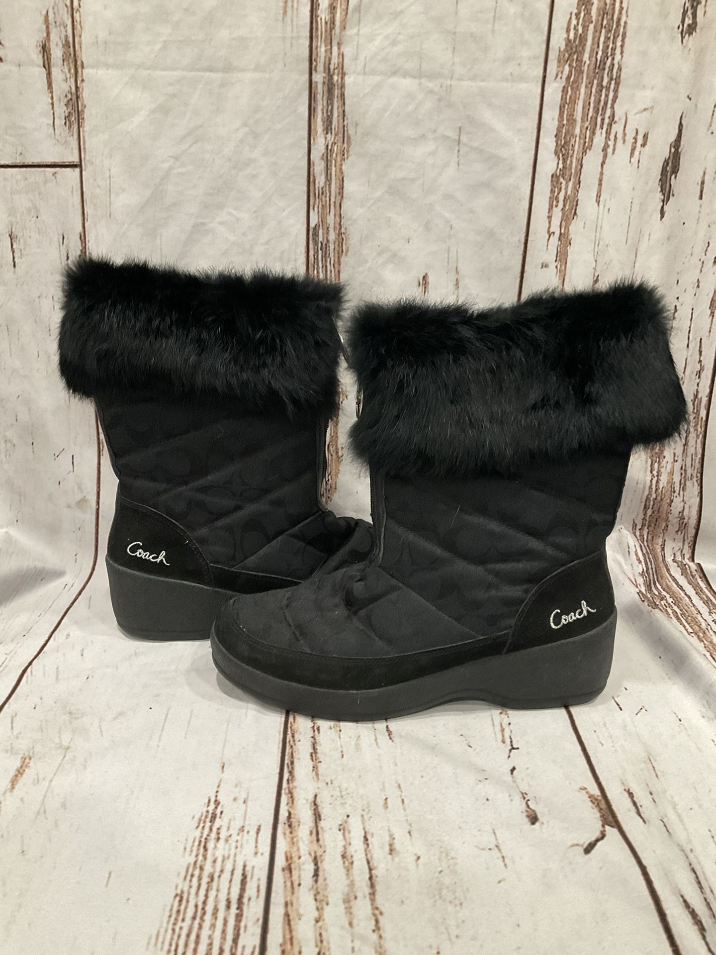 COACH FAITH QUILTED MONOGRAMMED HEELED BOOTS