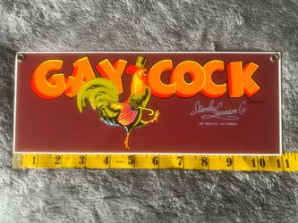 Gay Cock Stanley Levinson Co vintage Metal & Porcelain Sign