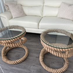 Two coffee tables with rope style