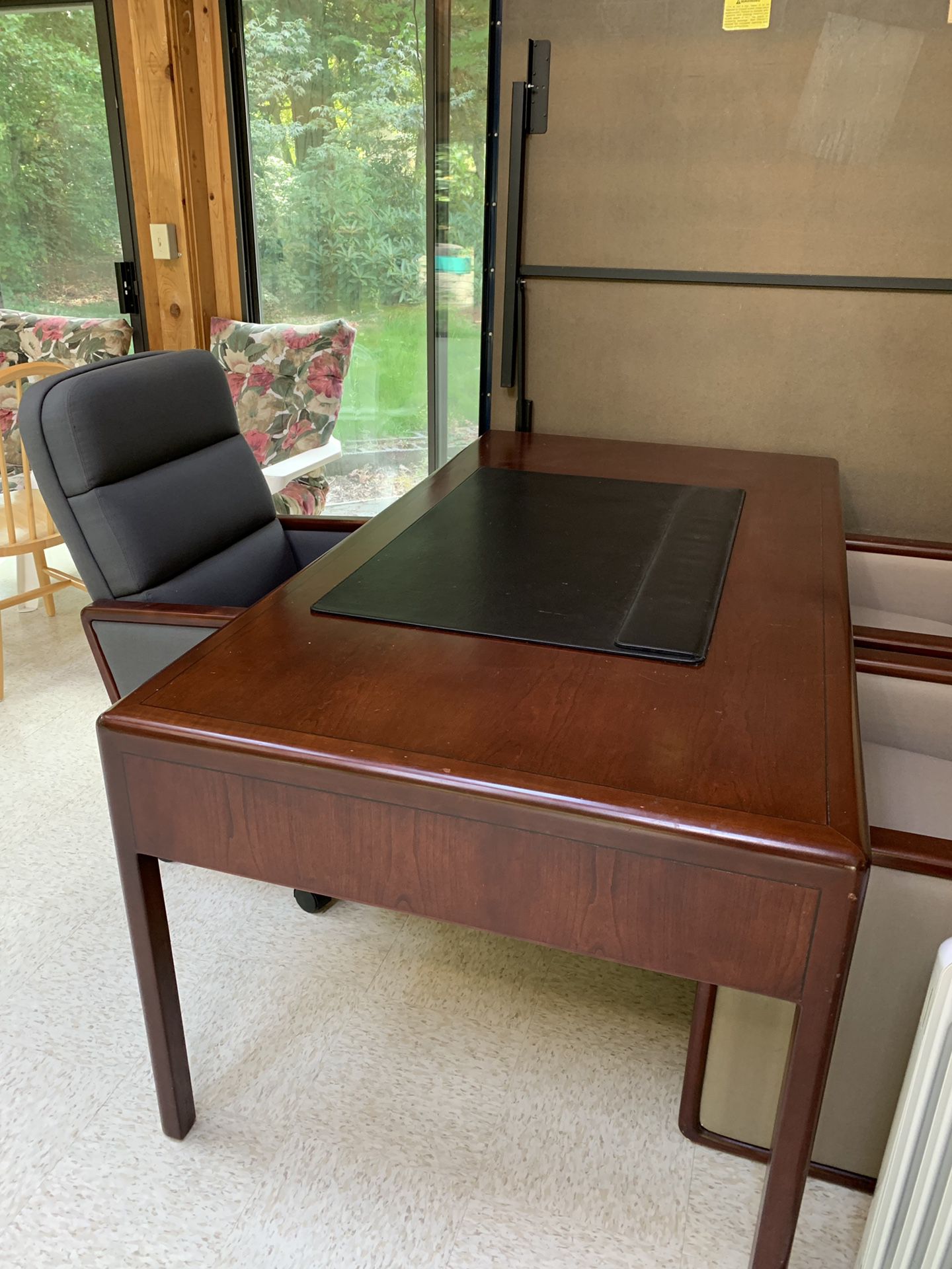 Rare solid wood office furniture. Table, office chairs, storage
