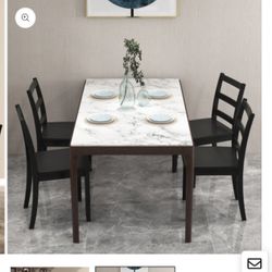 Set Of 4 Black Wood Dining Chairs 