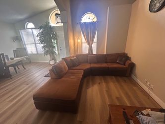 Very pretty Suede with leather accents brown couch