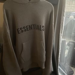 ESSENTIALS KNIT HOODIE HEATHER OAT