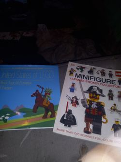 2 Lego Books, 1 sticker and 1 picture