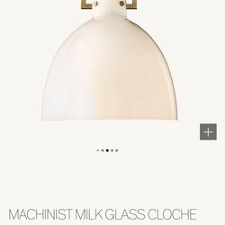Restoration hardware Machinist Milk Glass Cloche Pendant 14”