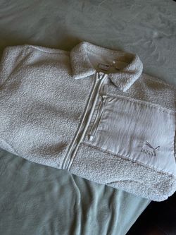 Puma White Sherpa Fleece Full-Zip Jacket