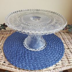 Duncan And Miller Sandwich Crystal 11 Inch Pattern  Footed Rolled Edge Cake Stand 