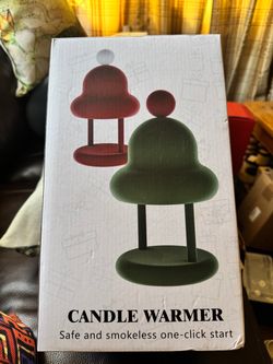 Stylish candle warmer lamp in green. Provides safe, smokeless warming with one-click start. Enhances fragrance release without open flame. Easy to use