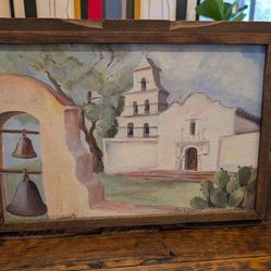 Rustic San Diego Mission Oil Painting