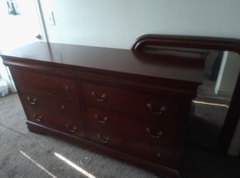 Dresser with mirror and night stand