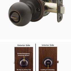 Copper Creek BK2030TB Ball Door Knob, Privacy Function, 4Pack, Tuscan Bronze