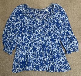 Blue And White Floral Blouse 