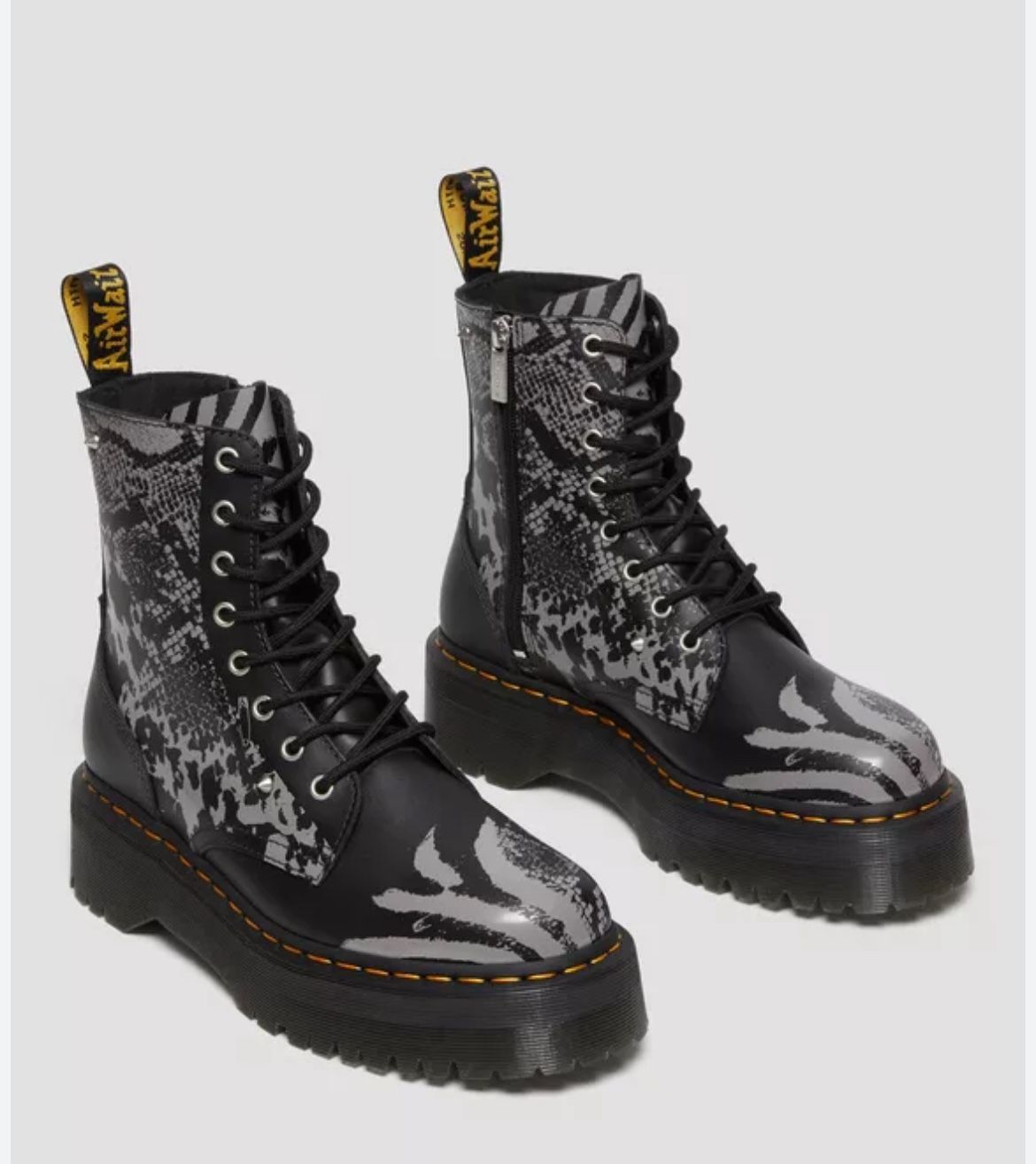 Jadon Boot Animal Clash Leather Platforms in Black | Dr. Martens In Size 11